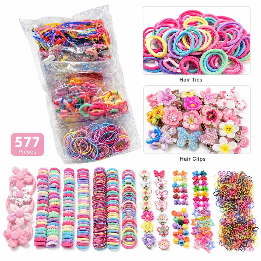 155/577Pcs Colorful Girls Hair Bands No Hurt Hair Hair Clips Kids Hair Accessories Girls Children