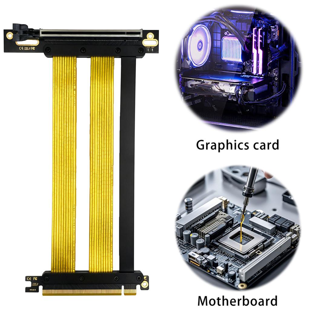PCI-E16X Riser Cable Graphics Card Extension Cable for RTX 4090/5090 & RX 7900 XT Bendable PCIE5.0 Mounting Adapter Cable