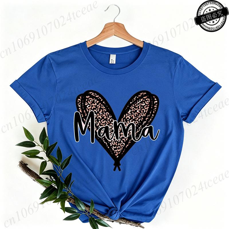 Women's Casual shirts Mama Leopard Print Women's Crewneck Casual Short Sleeve T-Shirt Summer Harajuku Streetwear Women Clothes