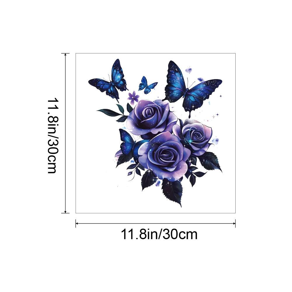 Self-adhesive Waterproof Toilet Seat Stickers Purple Rose Butterfly for Bathroom Decor