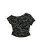 CREAM SODA LAB Camo Side Shirring One-Shoulder Crop Short Sleeve T-Shirt Gray
