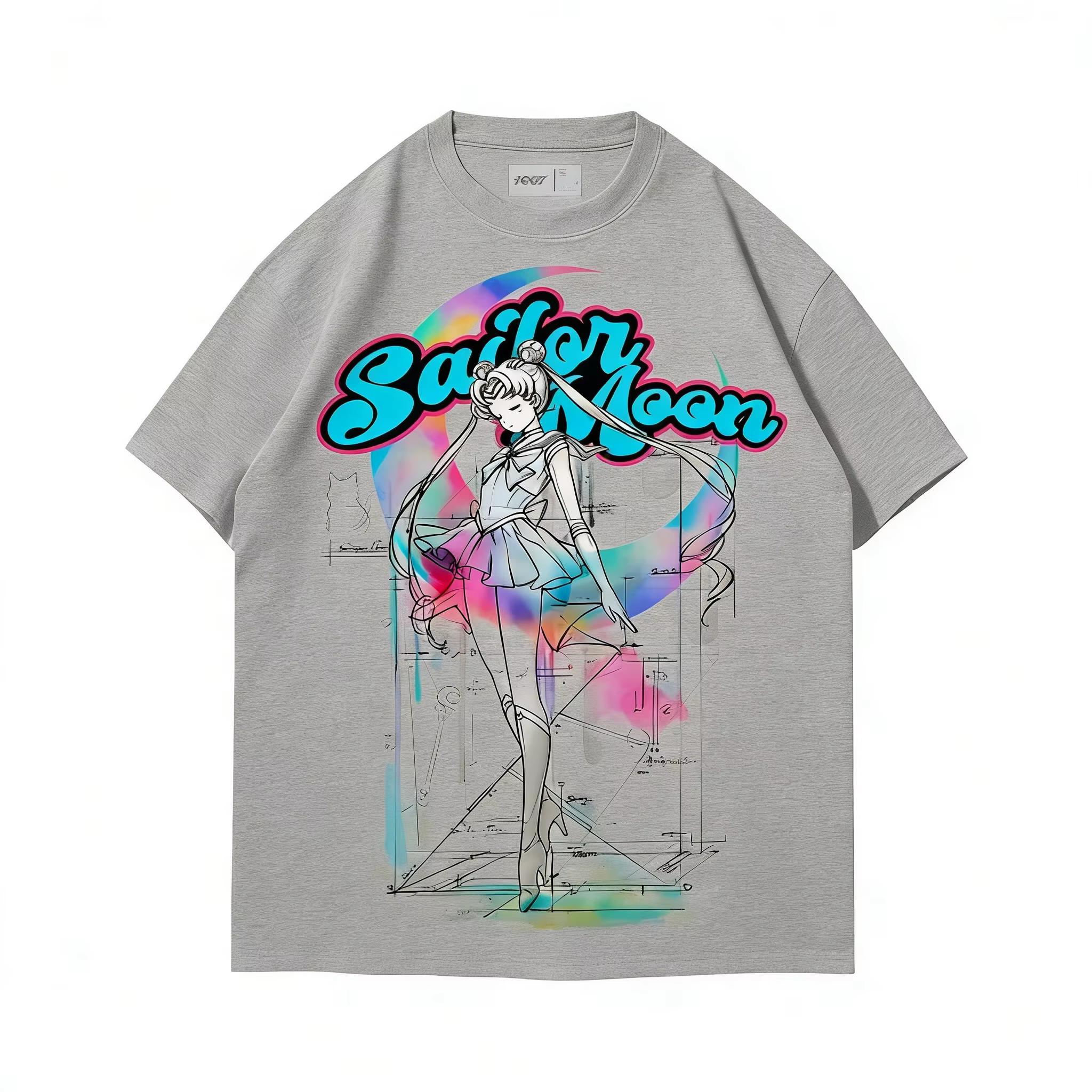 

Japanese Anime Girl Warrior Shui Bingyue Transforms Into A Tshirt with Popular Instagram and Pure Cotton Short Sleeved Shirt 4XL