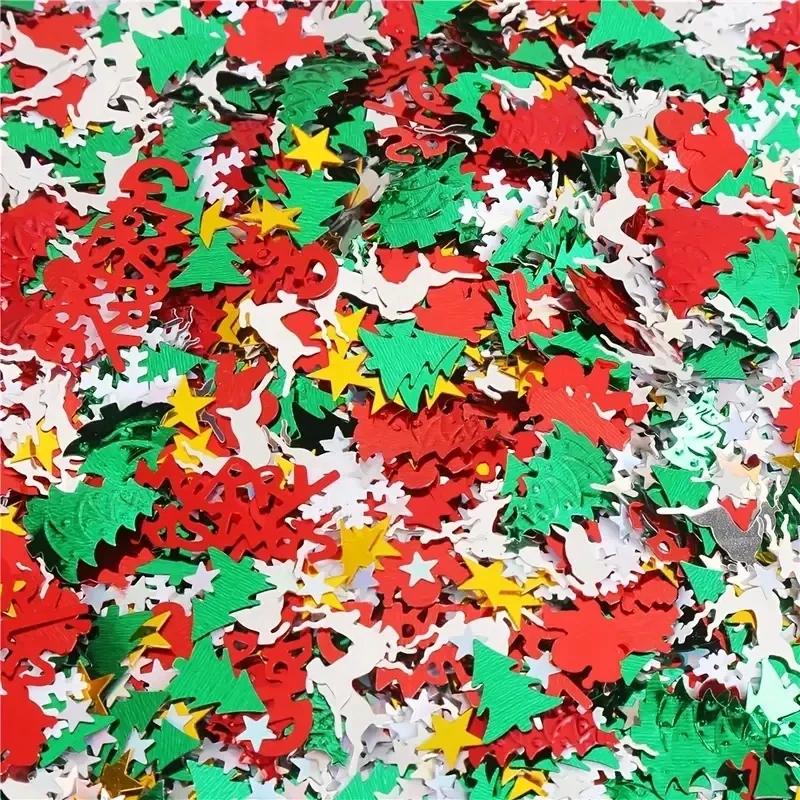 1 Set Weihnachten Neujahr Metallfolie Konfetti Weihnachtsbäume Kranz Pailletten Glitzer Rot Grün Silberne Dekorationen