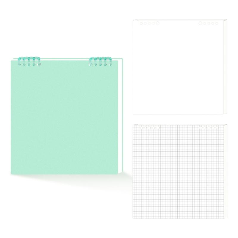 Binder Notebook Refillable 10 Hole Pre-Punched Binder Journal Notebook 120 Pages Gridded for Noting Planning Journaling