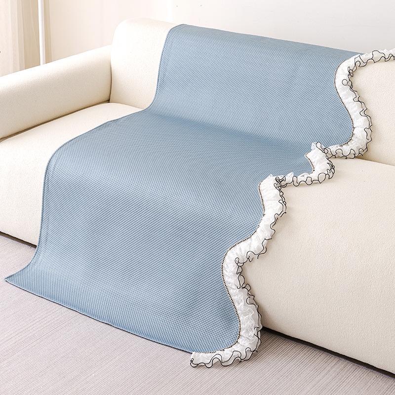 French Cream Wind Cooling Sofa Cushion  New Straight Row One-Piece Combination Sofa Seat Cushion Fixed Cover