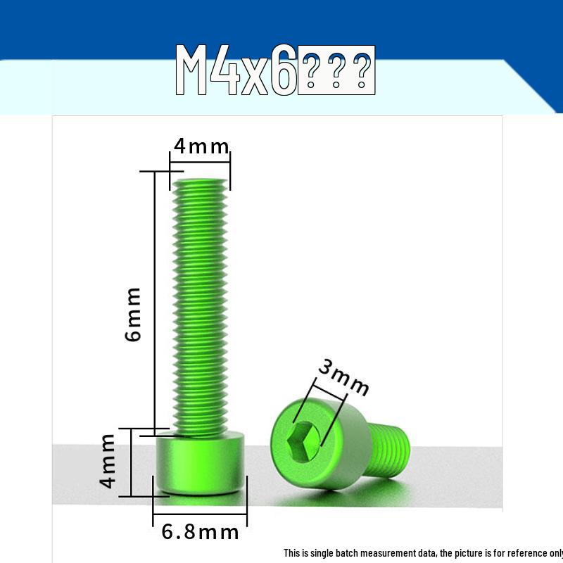 Šroub s vnitřním šestihranem M4 z eloxované hliníkové slitiny s válcovou zápustnou hlavou, antikorozní, barevná povrchová úprava.