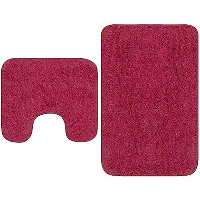 Tapis de Salle de Bain - VIDAXL - Fuchsia - 100% Coton - Antidérapant - Lavable