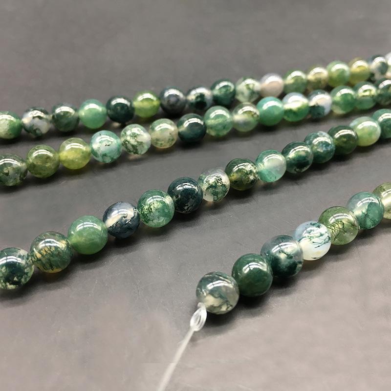 1 Strang/Los 4 6 8 10 12mm Moosgras-Achat Natursteinperlen Lose Abstandshalterperlen Für Schmuckherstellung DIY-Armband Großhandel