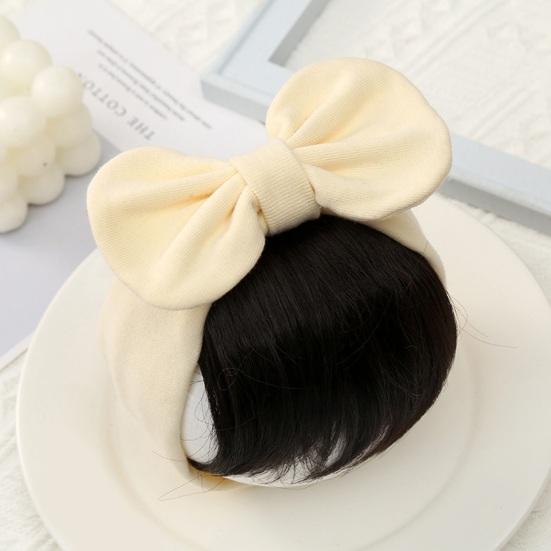 Baby Wig Headband with Bowknot Bangs Decor Elastic Cotton Hair Band Comfortable Hairpiece Baby Girls Hair Accessories