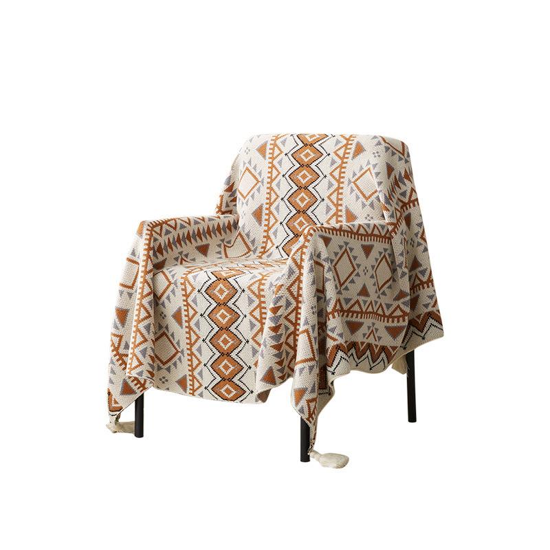 Скандинавское вязаное покрывало для дивана — фото 6