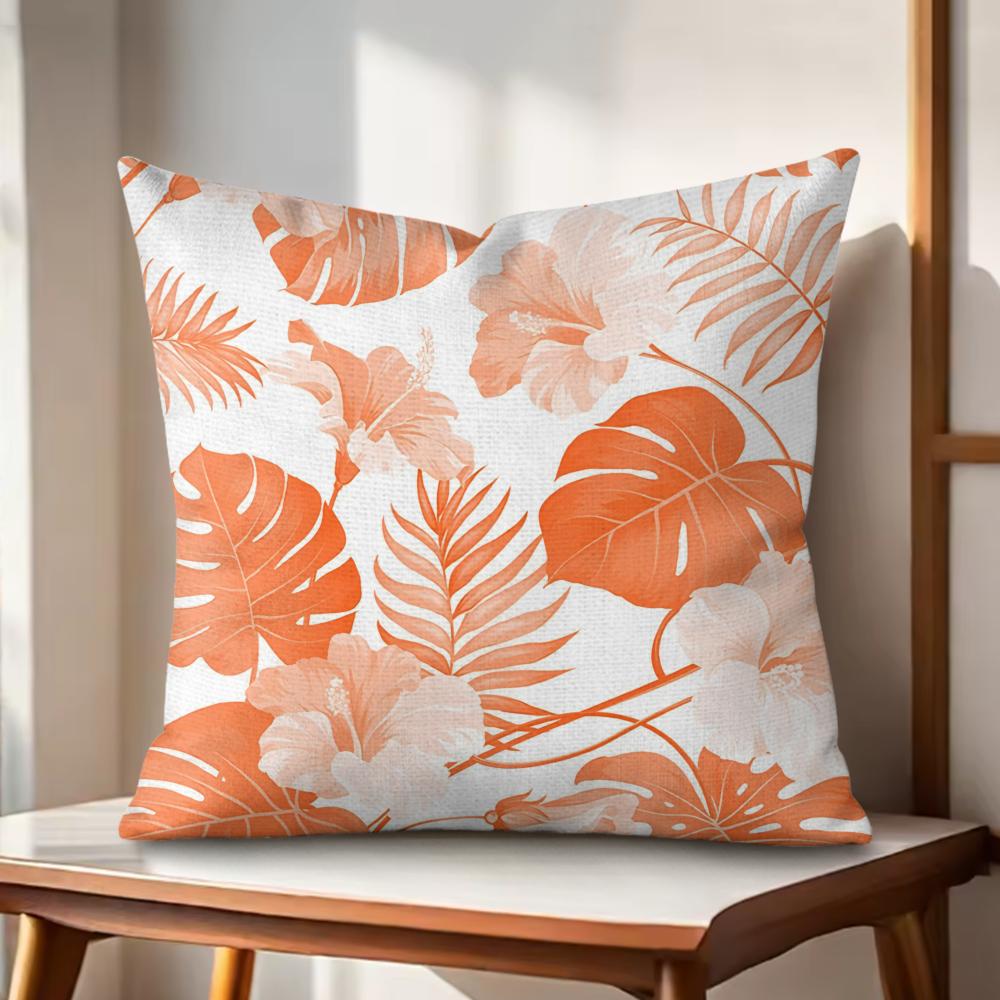 Monstera Deliciosa Art Cushion Cover Natural Linen Organic Fabric DoubleSided Printing Couch Pillow Covers Home Decor