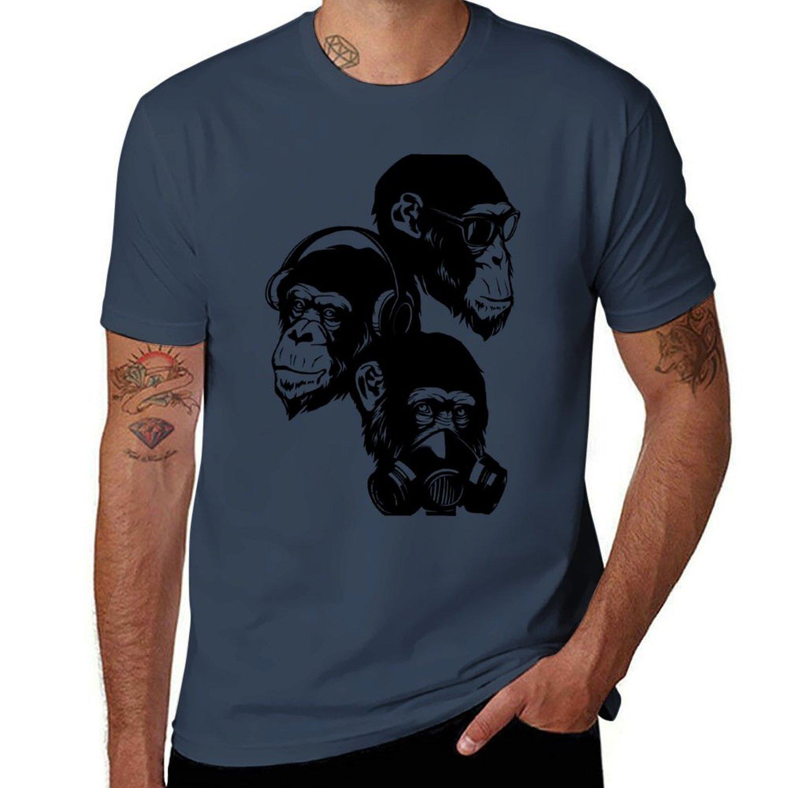 Three Monkeys TShirt Casual Lightweight Short Sleeve Top S