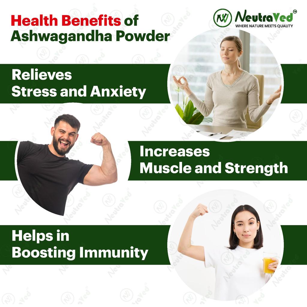 NeutraVed Ashwagandha Powder 200g | Pure Ashwagandha Root Churna for Daily Herbal Use | Fine-Ground Natural Powder for Smooth Mixing | Food-Grade