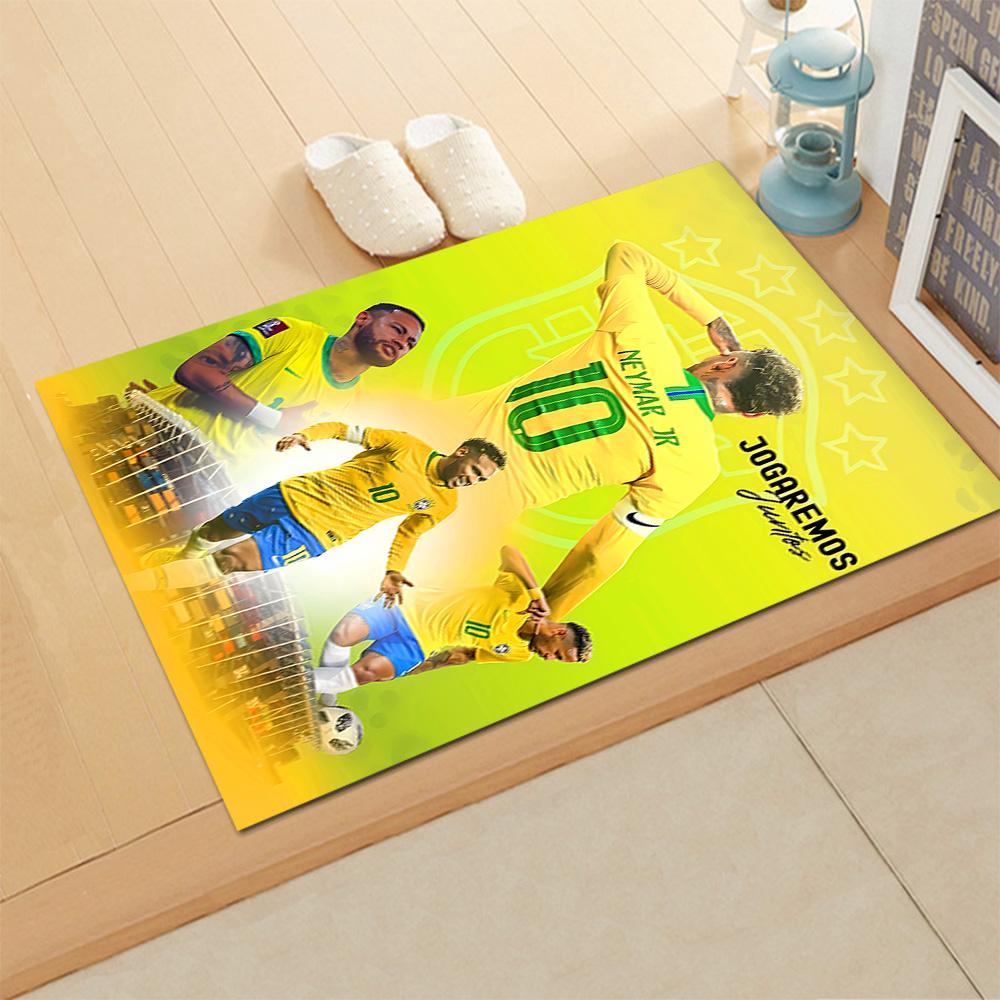 Brazilian Football Stars rug for living rooms, bedrooms, home décor, and as gifts.