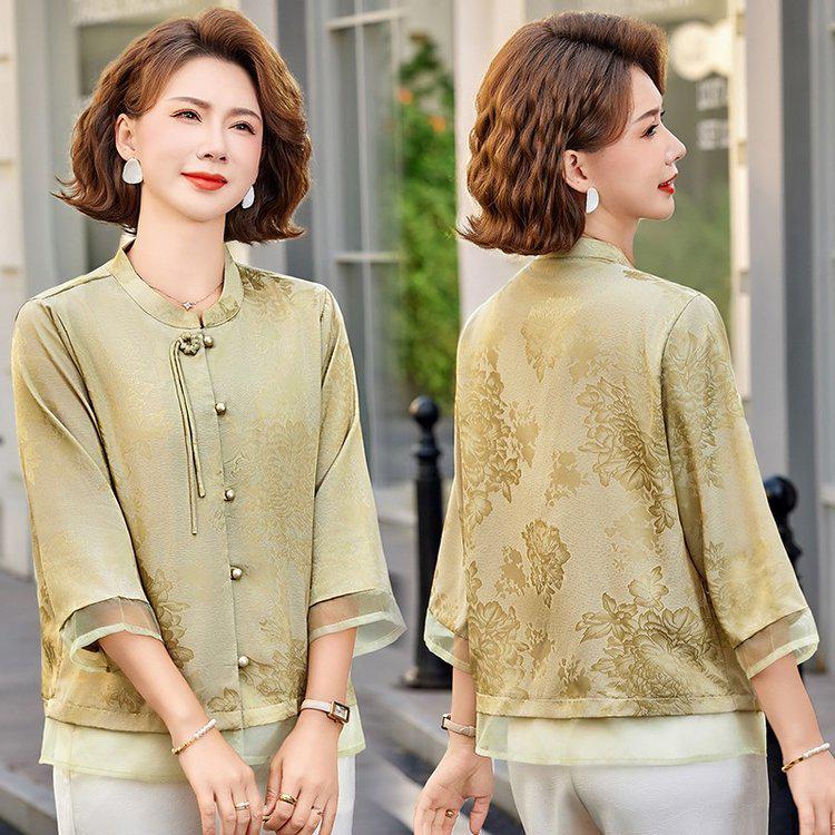 2026 Spring/Summer Trendy Chinese-Style Seven-Sleeve Shirt for Mom