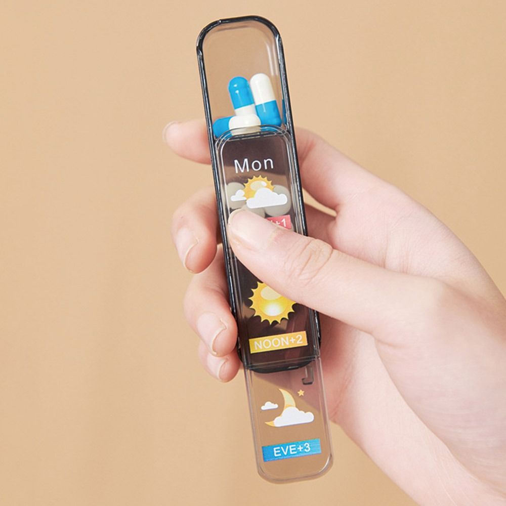 Sliding Cover Design 7-Day Pill Organizer 21 Grid Medicine Storage Box for Travel Household