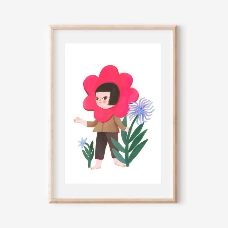 1pc Children's Day Art Poster Cute Girl with Animals Nature Art Boys and Girls Room Decoration Perfect Gift for Children's Day