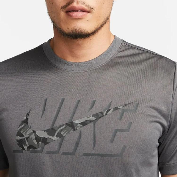 Nike Letter Print Pattern Loose Fit Round Neck Short Sleeve T-Shirt Men Tops Gray DZ2742-068
