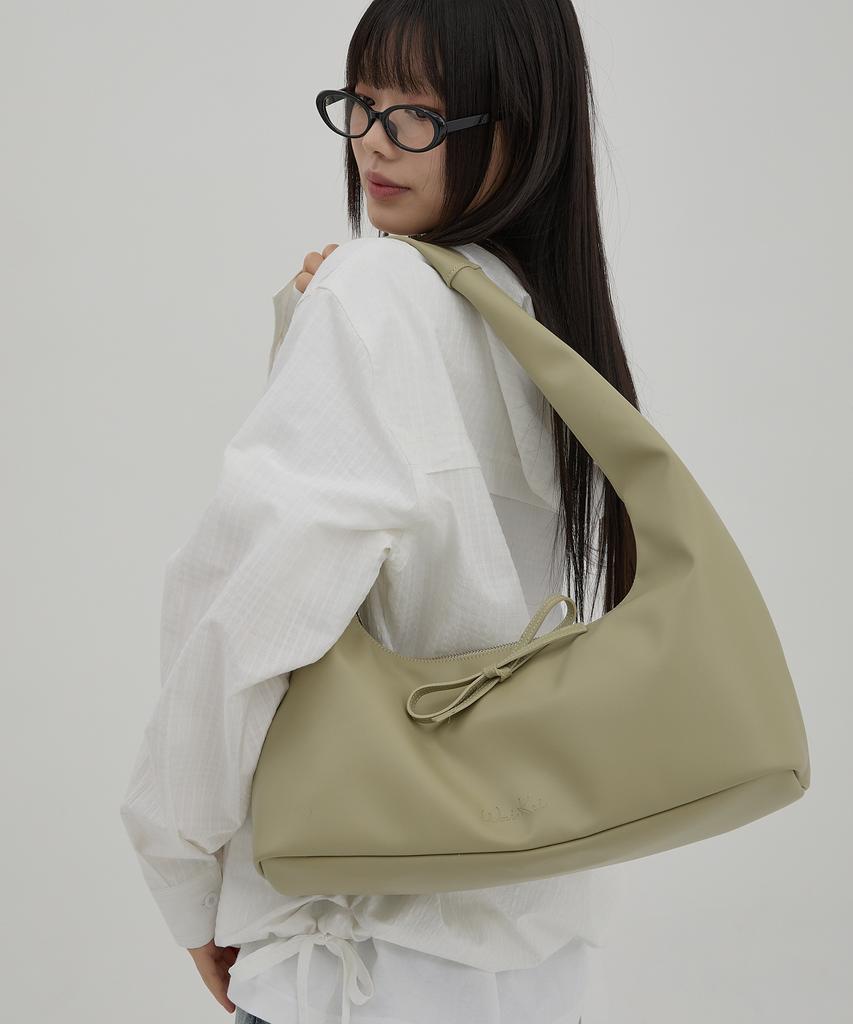 Waikei Artificial Leather Ribbon Hobo Bag Mint