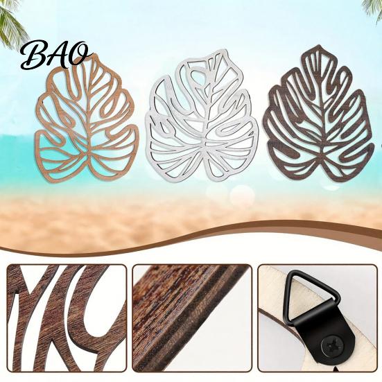 Minimalist Tropical Home Decor 3Pcs Hollow Monstera Leaf Wall Decoration, Wooden Art Hanging Plaque, Decorative Boho Living Room Accents Sculpture
