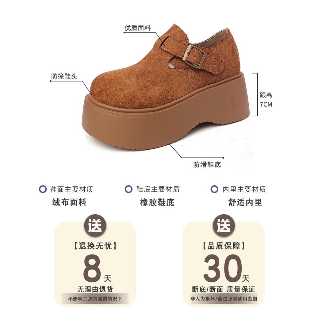 New retro versatile small platform shoes women's autumn and winter suede one-pedal single shoes