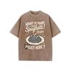 Verspieltes gewaschenes Herren-T-Shirt mit Rundhalsausschnitt | Mit 'WHAT IS YOUR!' Spaghetti!', Retro Vintage Stil - Perfektes lässiges Sommer-T-Shirt, Thanksgiving