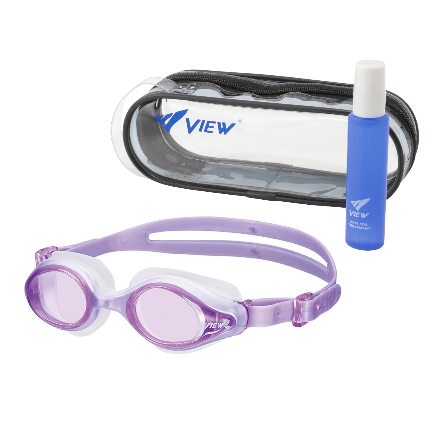 

VIEW Swimming Goggle Made in Japan Lavender Women s Set, [Goggles, Anti-Fog, 2-Piece Set]