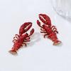 Exaggerated Ocean Style Multi-layer Baked Paint Metal Lobster Summer Beach Style Fashionable Earrings For Women