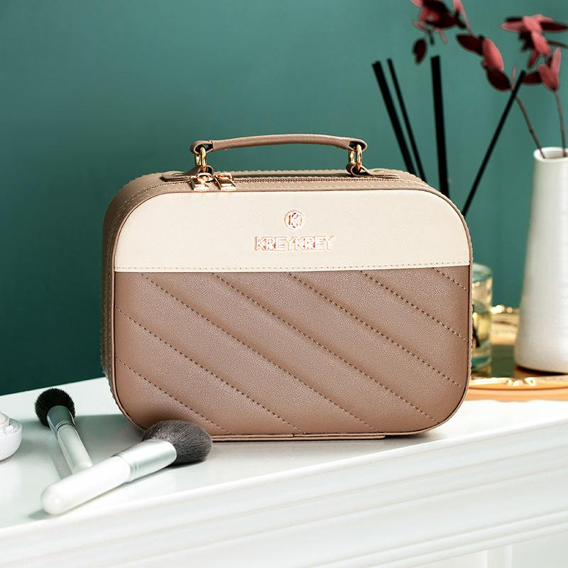 Professional Ladies Cosmetic Bag Portable PU Waterproof Skincare Storage Bag Souvenir Gift Makeup Case for Women