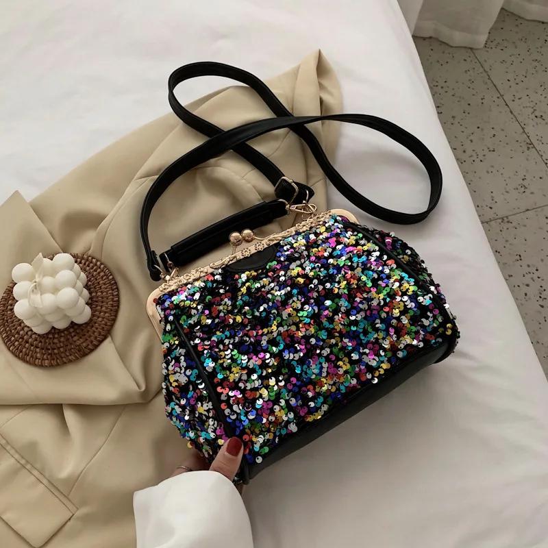 Fashion Sequins Women Handbag PU Leather Shoulder Bag for Crossbody Bag 2026 New Sparkles Ladies Hand Bag Female Totes Frame