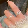 Women's Pink Zircon Heart Pinky Ring - Elegant Light Luxury Band with Niche Design for Index Finger.