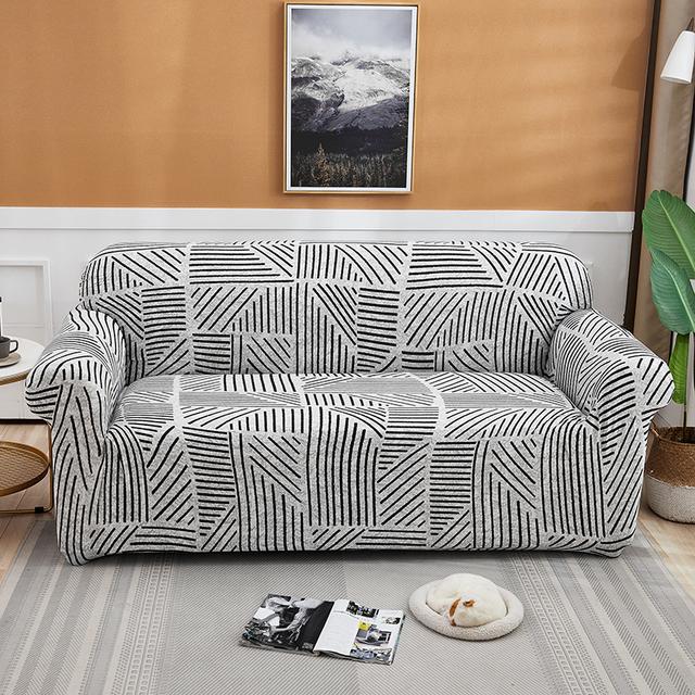 String Printed Sofa Furniture Protector Covers For Living Room Flexible Elasticized Slipcover Sectional Corner Sofa Covers 1 /2 /3 /4 -Chairer