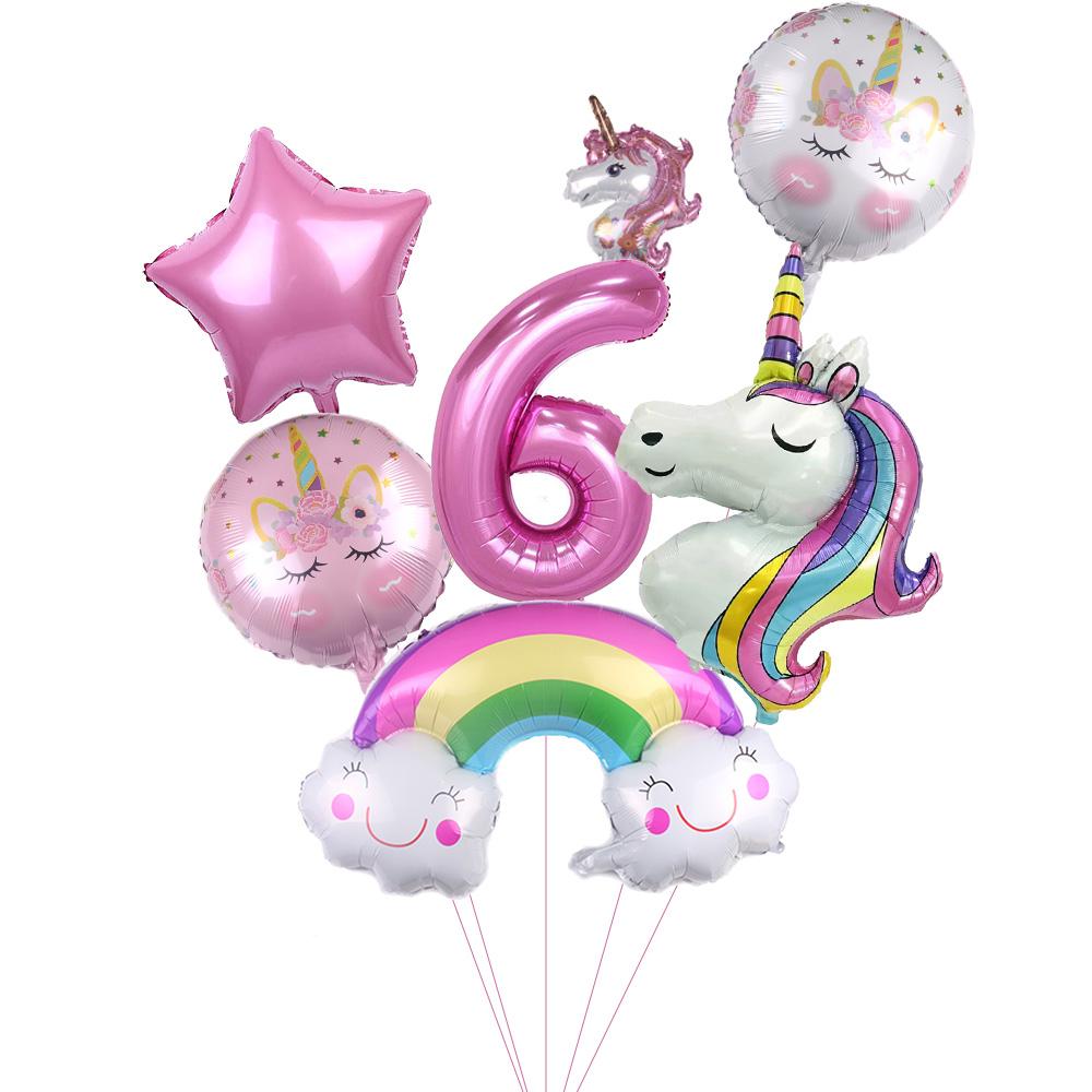 Cartoon Rainbow Unicorn Birthday Decoration Balloon Unicorn Plate Tablecloth Cake Decoration Party Supplies Birthday Gift