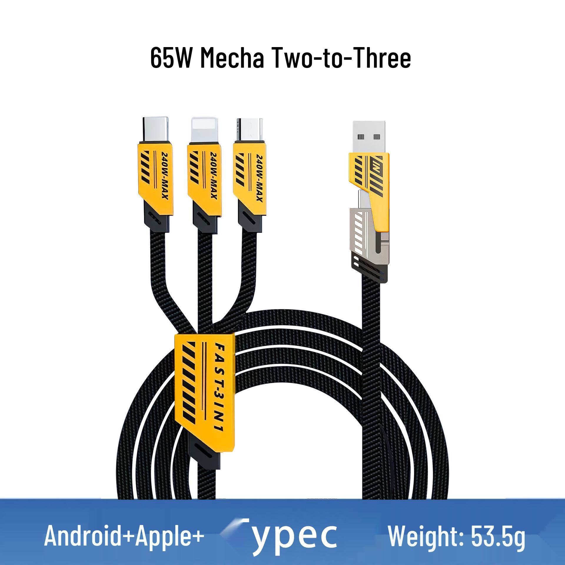 

Многофункциональный кабель для быстрой зарядки 3-в-1 Mecha 240 Вт для Apple и Huawei Unpackaged