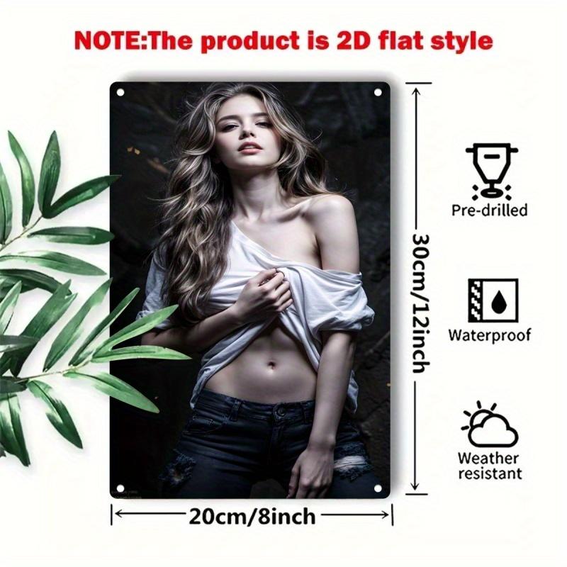 Retro Metal Sign Rustic Home Decor Woman Portrait Art Vintage Advertising Sign