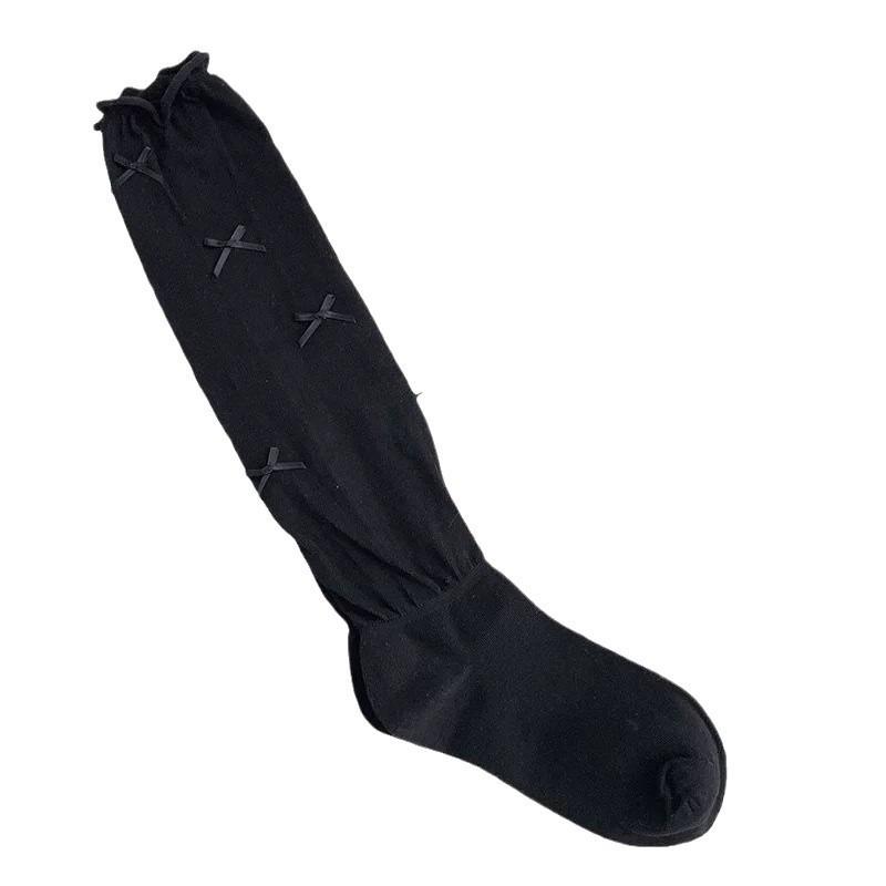 Ballet-style Calf Socks, Thin Socks for Girls, Pure and Simple Bow Lolita Long Tube Sweet Pile Socks