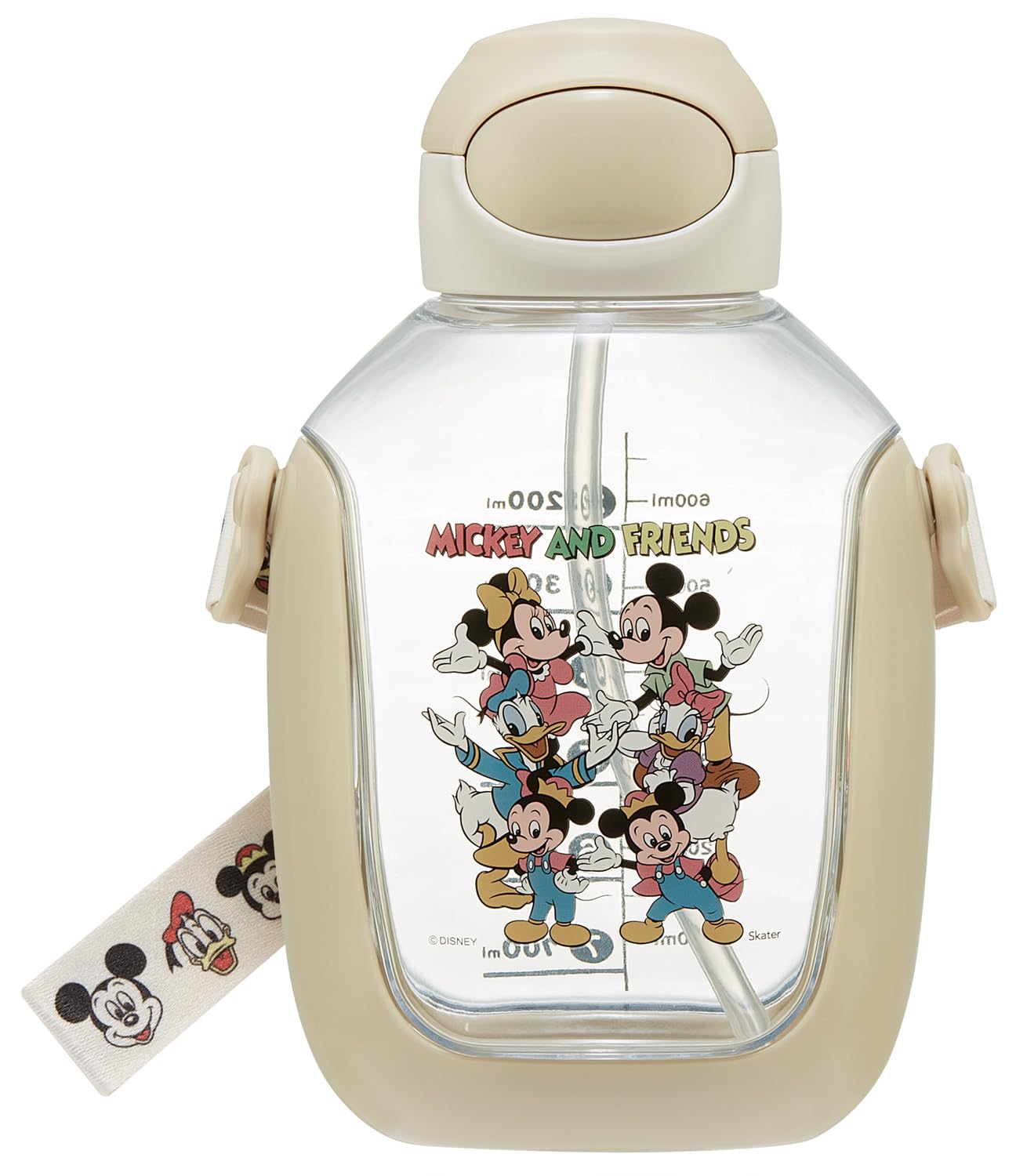 

Skater One-Push Straw Water Bottle with Shoulder Strap, 780ml, Disney Mickey & Friends, PDSH8DX