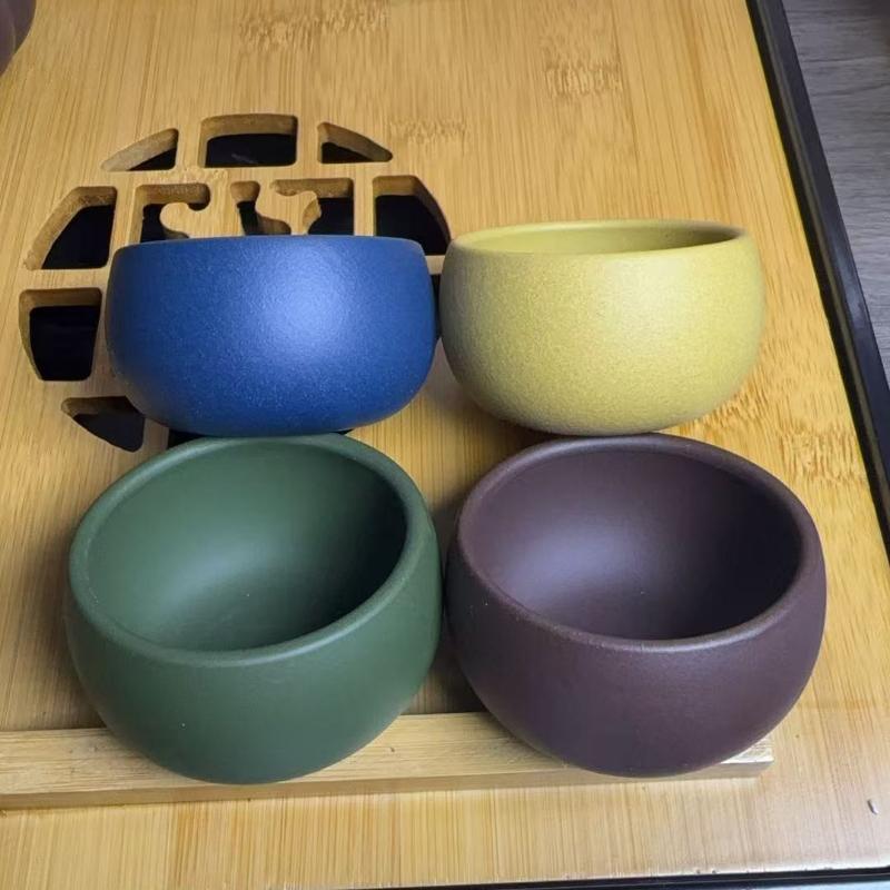 50ml Purple Clay Kung Fu Tea Cup Household Round Mouth Teacups Small Tasting Mugs Ceramic Colorful Cups Tea Ceremony Accessories