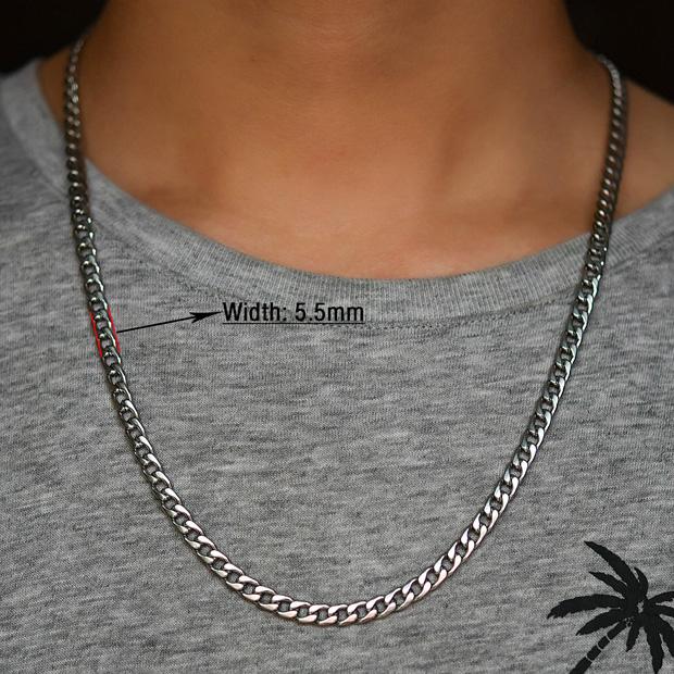 10 PCS Men's Necklace Round Link Cuban Chain Silver Stainless Steel Choker Punk Boy Women Jewelry Accessory Gift