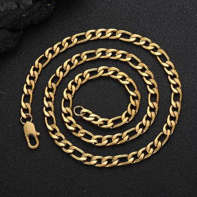 Halskette Figaro-Kette im japanischen Stil: 18K vergoldeter Titanstahl Edelstahl Hip Hop Herren Accessoire