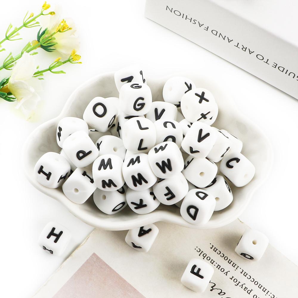 Kovict 20pc Alphabet English Silicone Letter Beads For Jewelry Making Bulk 10mm  For Personalized Pacifier Jewelry Accessories