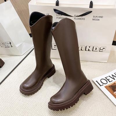 Fashion Ladies Knee Length Boots Winter Round Head 2024 Hot Sale New Wear Resistant Non-slip Back Zipper Fashion Outdoors Women Shoes
