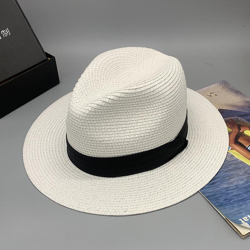 Windbreak Rope, Seaside Travel, Sunshade, Sunscreen, Straw Top Hat, Velcro Sweat Belt, Flat Brim, Large Brim, Breathable And Comfortable