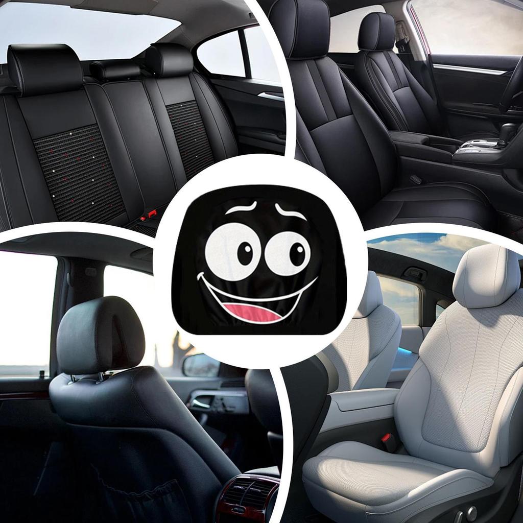 2pcs Car Headrest Cover Funny Expression Design Breathable Cartoon Interior Seat Headrest Cover SUV Auto For Vehicles Halloween