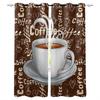 Kaffee Text Graffiti Schwarzer Hintergrund Fenstervorhang für Wohnzimmer Schlafzimmer Heimdeko Küche für Fenstervorhänge
