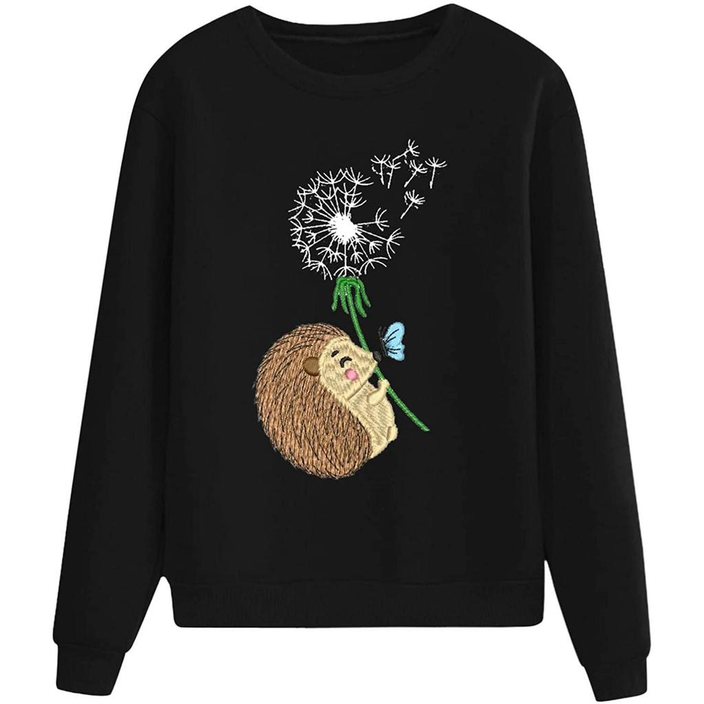 Fashion Womens Loose Winter Print Long Sleeve Sweater With Fleece Top