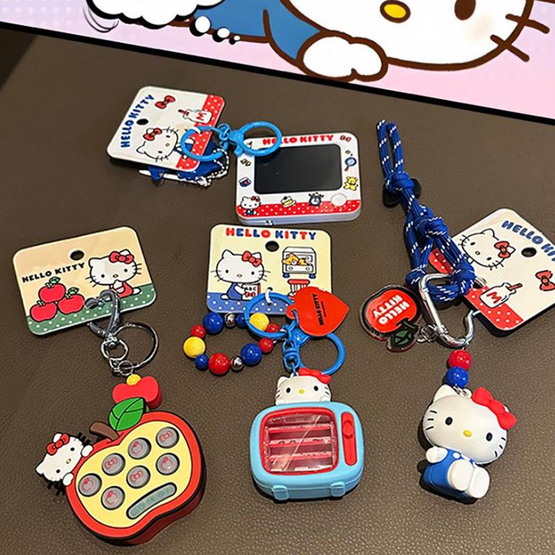 Hellokitty Keychain Kawaii Kt Red Blue White Classic Bag Pendant Cartoon  Style Girl Keychain Gift Kitty Tv Beaded Keychain