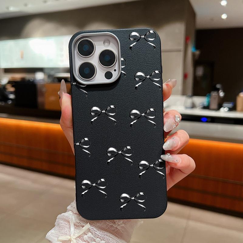 Einfarbige Schleifenmuster Matte Weiche Handyhülle Für iPhone 16 Pro Max 15 Plus 14 Pro 13 12 11 Schlanke TPU Ledertextur Stoßfeste Bumperabdeckung