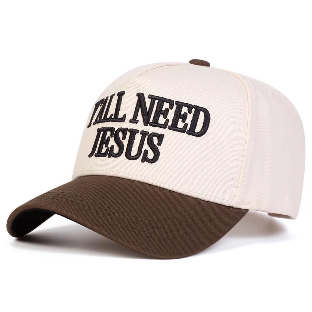 Unisex Y'ALL NEED JESUS Letter Embroidery Baseball Caps Spring Autumn Outdoor Adjustable Casual Hats Sunscreen Hat Sports Cap