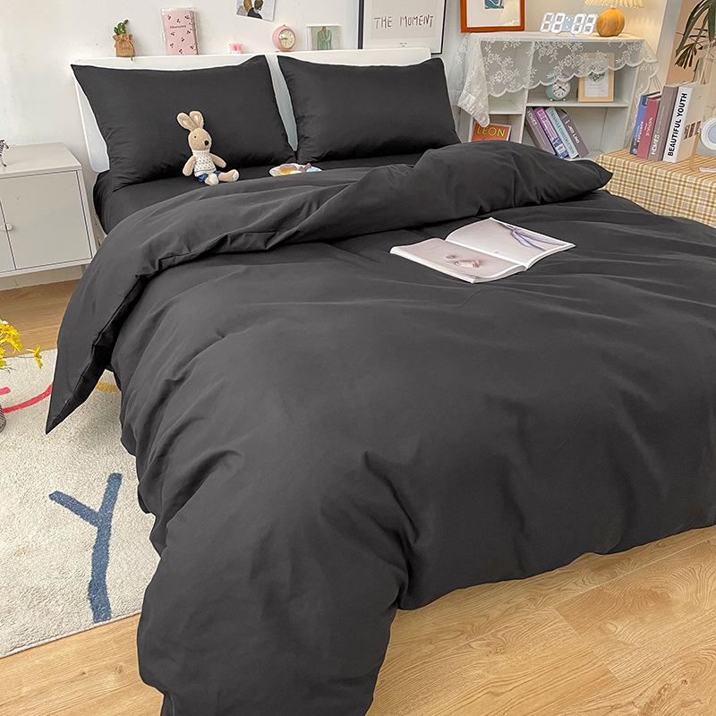 

Japanese Solid Color Washed Cotton Bedding Set - Includes Duvet Cover, Fitted Sheet, and Optional Extra Piece for Dorms 1.2m Sheet 3-pc Set